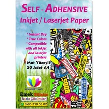 Hype Store Inkjet ve Laser Uyumlu Sticker Güçlü Yapışkanlı 50 Adet A4 Etiket Kağıdı Mat Yüzeyli 120GSM