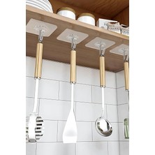 Braventa Collection 5 Adet Güçlü Şeffaf Duvar Askısı Askılığı Yapışkan Vantuz Kanca Mutfak Banyo Aksesuar