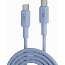 Hype Store 60W USB Type-C To Type-C Silikon Hızlı Şarj ve Data Kablosu Mavi 1 Metre