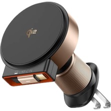 Braventa Collection CH-0091 15W Magq Qi2 Kablosuz Geri Çekilebilir Araç Şarj Cihazı ve Telefon Tutacağı