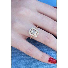 Aylina Mey Ithalat® Gold Renk Baget Zirkon Taşlı Kadın Yüzük