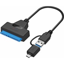 Hype Store 0442 2in1 USB 3.0 Type-C To 2.5 Inç Sata HDD SSD Çevirici Dönüştürücü Sata–usb 3.0 / Type-C Kablo (2
