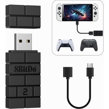 Hype Store 8bitdo Kablosuz USB Adaptörü 2, Xbox Series, Joycons, Switch Pro, Ps5, Ps4, Ps4 Pro, Ps3 On Switch I
