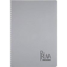 Hype Store Pruva A4 Pet Spiralli Karton Kapaklı Defter 144 Yaprak - Kareli - Gri