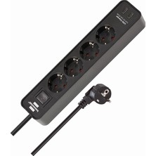 Hype Store Brennenstuhl Ecolor Serisi 4 Soketli 2 Adet Type-C Hızlı Şarj Özellikli 1,5 Metre Kablolu Anahtarlı