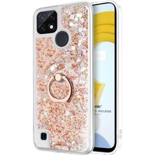 Braventa Collection Realme C21 Için Kılıf Glitter Liquid Holder Gold [realme C21 ile Uyumlu Kılıf - Gold]