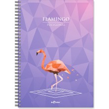 Hype Store Lé Color 2018044/1 Polygonal Esnek Karton Kapak, Siyah Spiralli Renkli Kenar Boyama Çizgili Flamingo