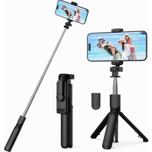 Braventa Collection Selfie Çubuğu Tripod – 3’ü 1 Arada Bluetooth Uzaktan Kumandalı Telefon Tutucu, 360° Döner Başlık, Io