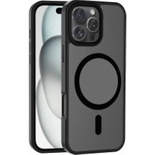 Hype Store ile Uyumlu iPhone 16 Pro Max Kılıf M-Safe Şarj Özellikli Mat Arka Yüzey Sio Kapak Siyah