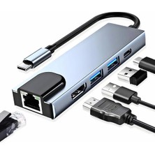 Hype Store Kyrotech 5in1 Type-C (Usb-C) HDMI Hub ve RJ45 Lan (Ethernet) Adaptörü: 4K (1080P) Hdmı, 2 x USB 3.0