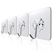 Braventa Collection Sas Haus Askı Askılık 10 Adet Güçlü Şeffaf Duvar Askısı Askılığı Yapışkan Vantuz Kanca Mutfak Banyo