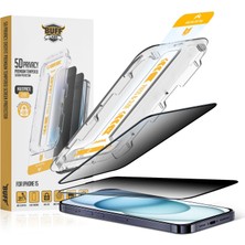 Braventa Collection Labs iPhone 15 Serisi ile Uyumlu 5d Privacy Easyfit 2 Adet Kolay Uygulama Aparatlı Ekran Koruyucu Te