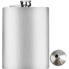 Hype Store 8 Oz 235 cc Cep Tipi Vidalı Kapak Çelik Konyak Viski Içki Matarası (Huni Dahil)