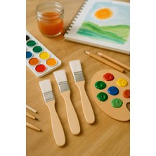 Hype Store Hannah Tuval Duvar Geniş Alan 3lü Zemin Fırçası Beyaz Kıl Fırça Ahşap Sap