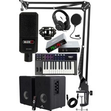Hype Store Impressive Paket-3 Stüdyo Ekipmanları Seti (Monitör Mikrofon Ses Kartı Kulaklık Klavye)