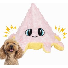 Braventa Collection Proud Wave Ahtapot Köpek Oyuncağı Peluş Zilli Vikvikli Çift Taraflı Çekiştirme Oyuncağı (Pembe-Sarı)