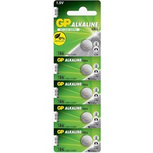 Hype Store Gp Batteries GP186 LR43/186/V12GA Boy Alkalin Düğme Pil, 1.5 Volt, 5'li Kart