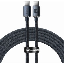 Hype Store Crystal Shine 100W Type-C To Type-C Kablo – 1.2 Metre, Mor Renk, Hızlı Şarj ve Veri Transferi, Örgül