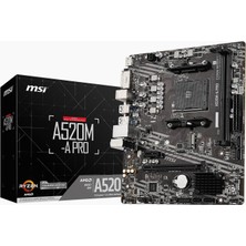Hype Store Msı A520M-A Pro Am4 Ddr4 Bellek 4600(OC) DVI HDMI M.2 Usb3.2 Matx Anakart