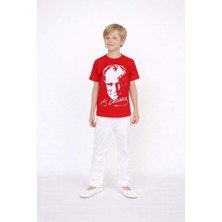 Dıgıl Kids Kırmızı Atatürk T-Shirt Beyaz Pantolon Takım