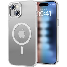 Hype Store Labs iPhone 15 Taofit Manyetik Yarı Saydam Metal Çerçeveli Kılıf (Beyaz)