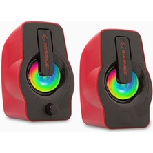 Hype Store Rampage Rms-G7 Falsetto 2.0 6 Watt Rgb Ledli Kırmızı Multimedia USB Speaker