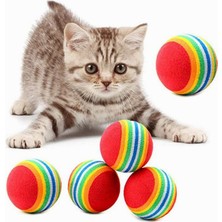 Braventa Collection Buffer® 3lü Gökkuşağı Sünger Kedi Köpek Çiğneme Oyun Topu 4,2 cm