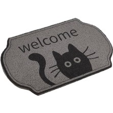 Hype Store Efe Mark Premium Serisi Dekoratif Kapı Önü Paspas 61 x 40 Cm, Kedi Desenli