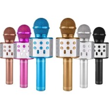 EkoAlışverişDünyam Wireless Mikrofon Karaoke - Hoparlör USB Şarjlı USB - Tf - Aux Renkli Krom Kaplama PİL:800MAH - Dc 5V Bls-25 (5510)