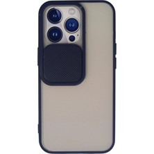 Newface iPhone 13 Pro Kılıf Palm Buzlu Kamera Sürgülü Silikon - Lacivert ARLSTRTCH-RSG3256