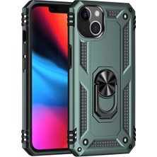 Newface iPhone 14 Plus Kılıf Sofya Yüzüklü Silikon Kapak - Yeşil ARLSTRTCH-RSG3256