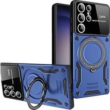 Newface Samsung Galaxy S25 Ultra Kılıf Joy Lens Standlı Kapak - Lacivert ARLSTRTCH-RSG3256