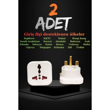 2 Adet Suudi Arabistan ( Umre ) Erkek Fişli Seyahat Adaptörü Fiş Priz Dönüştürücü