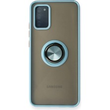 Newface Samsung Galaxy A02S Kılıf Montreal Yüzüklü Silikon Kapak - Buz Mavi ARLSTRTCH-RSG3256