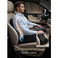Visco Bel Yastığı Sırt Minderi Ortopedik Bel Minderi Ortopedik Sırt Yastığı %100 Visco Destek Minderi Ergonomik Yastık Siyah Renk Kılıflı ve Fermuarlı Bel Yastığı