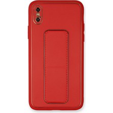 Newface iPhone Xs Max Kılıf Coco Deri Standlı Kapak - Kırmızı ARLSTRTCH-RSG3256