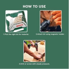 Nexa And X/ 30 Parça Titanyum Aksesuar Seti, Matkap Uçları, Vidalama Uçları, Üniversal Tutucu, Havşa Açıcı, Uzun Ömürlü, Yeşil