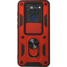 Newface Xiaomi Redmi Note 9 Kılıf Pars Lens Yüzüklü Silikon - Kırmızı ARLSTRTCH-RSG3256