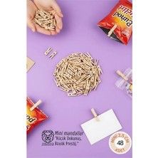 Aylina Mey Ithalat® 48 Adet Mini Ahşap Mandal 2,5 cm - Fotoğraf Sunum, Paketleme ve Dekoratif Not Tutucu Seti