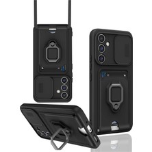 Newface Samsung Galaxy S23 Fe Kılıf Zuma Kartvizitli Yüzüklü Silikon - Siyah ARLSTRTCH-RSG3256