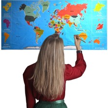 EkoAlışverişDünyam Renkli atlas Dünya haritası Manyetik Yapıştırıcı Gerektirmeyen Duvar Stickerı 118 cm * 56 cm (5510)