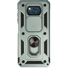 Newface Xiaomi Pocophone X3 Kılıf Pars Lens Yüzüklü Silikon - Yeşil ARLSTRTCH-RSG3256