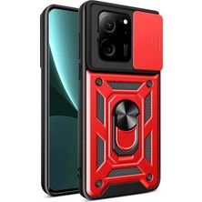 Newface Xiaomi Mi 13T Pro Kılıf Pars Lens Yüzüklü Silikon - Kırmızı ARLSTRTCH-RSG3256