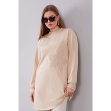 Levidor Bej Ikili Çiçek Desenli Sweat