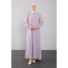 Levidor Lila Balon Kol Işleme Detaylı Ferace