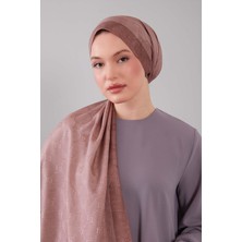 Levidor Açık Kahve Petek Işlemeli Monogram Şal