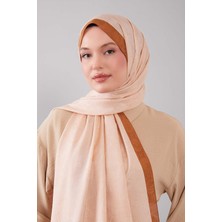 Levidor Koyu Bej Petek Işlemeli Monogram Şal