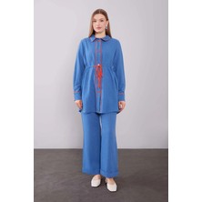 Levidor Indigo Düğmeli Bel Bağlama Detaylı Ikili Takım