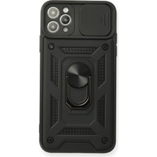 Newface iPhone 11 Pro Max Kılıf Pars Lens Yüzüklü Silikon - Siyah ARLSTRTCH-RSG3256