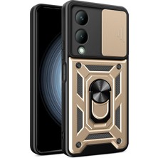 Newface Vivo Y17S Kılıf Pars Lens Yüzüklü Silikon - Gold ARLSTRTCH-RSG3256